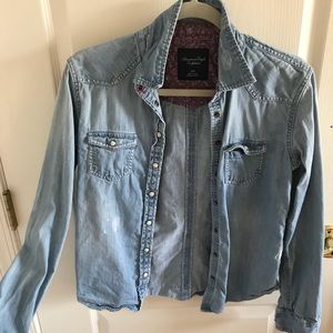 American Eagle Denim Button Down Shirt
